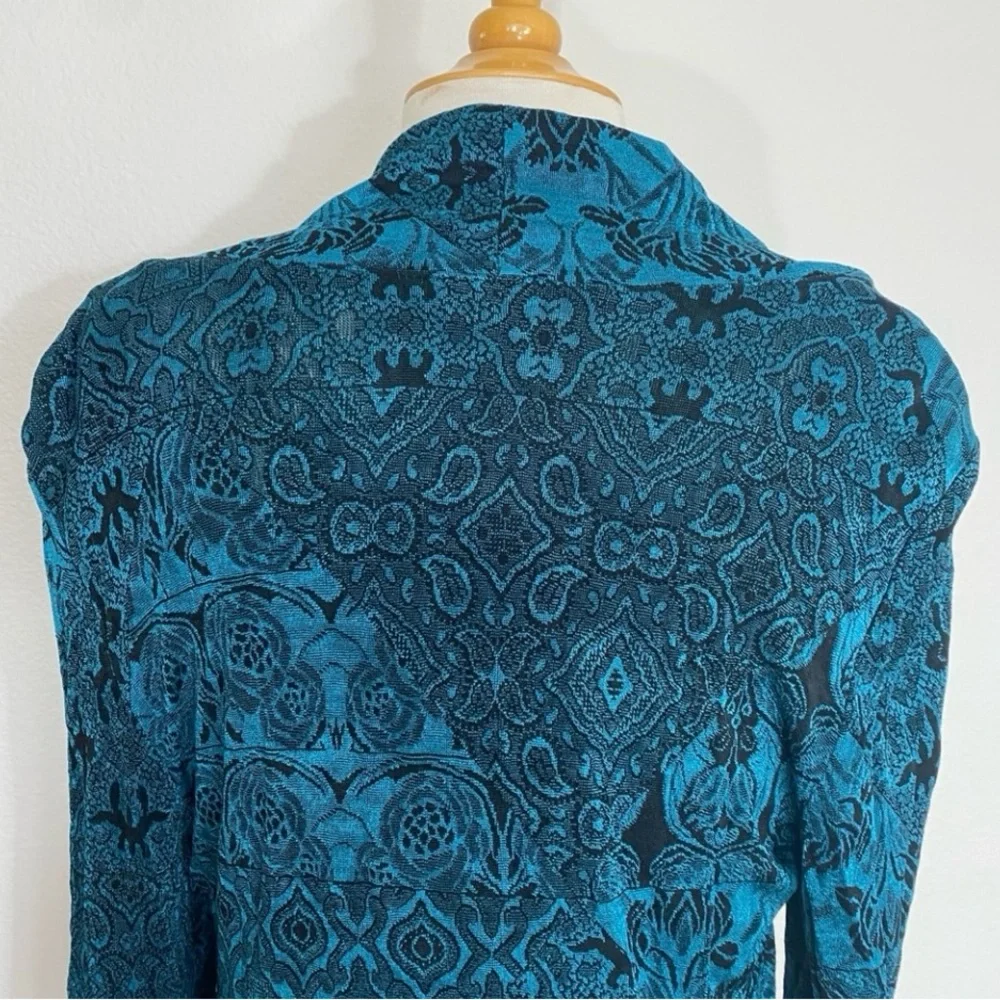 Coldwater Creek Jewel Teal Jacquard Textured Cowl Neck Stretch Top Size Medium